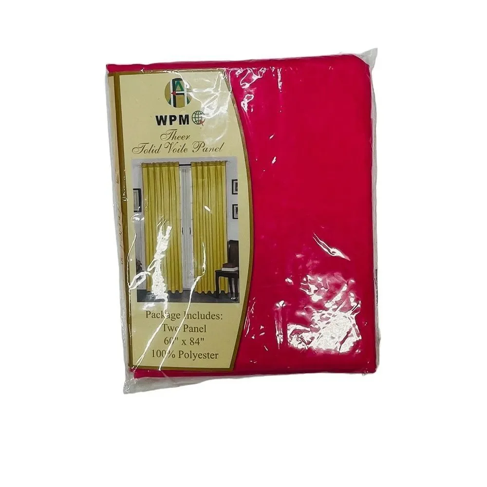 Set of 2 WPM 84-Inch Sheer Pink Solid Voile Panel Curtains